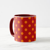 Red Background Orange Polka Dots Design Tasse (Vorderseite Links)