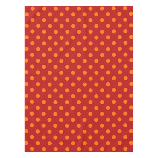 Red Background Orange Polka Dots Design Tischdecke (Vorderseite)