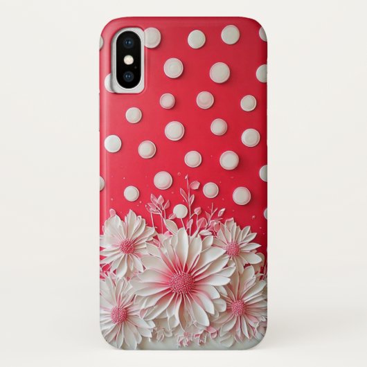 Red Background und Polka Dot Muster Case-Mate iPhone Hülle (Rückseite)