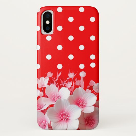 Red Background und Polka Dot Muster Case-Mate iPhone Hülle (Rückseite)