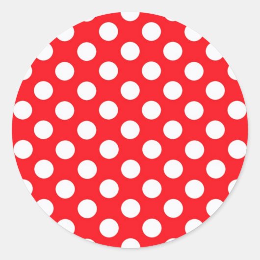 Red Background White Polka Dot Runder Aufkleber (Vorderseite)