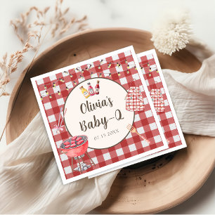 Red Backyard GRILLEN Baby Q Babydusche Napkins Serviette