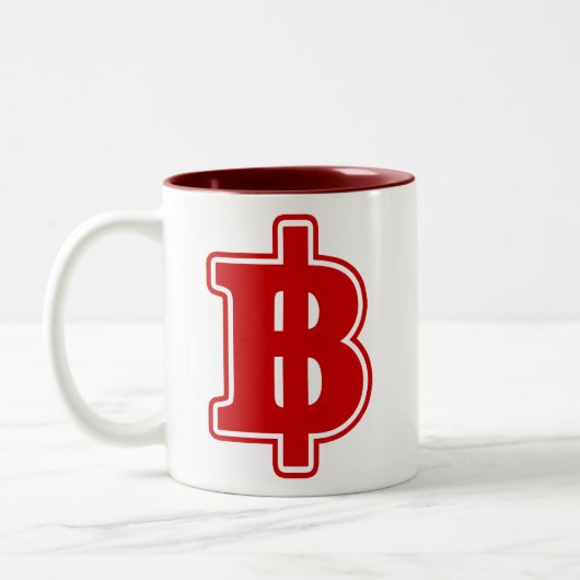 RED BAHT SIGN ฿ thailändischer ฿ Zweifarbige Tasse (Links)