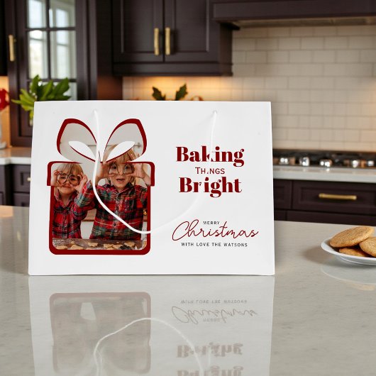 Red Baking Things Bright Christmas Photo Gift Bag Große Geschenktüte