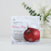 Red Ball Snowflakes Weihnachten Korporiertes Party Einladung (Stehend Vorderseite)