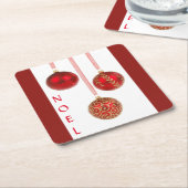 Red Ball Weihnachtsschmuck Rechteckiger Pappuntersetzer (angewinkelt)