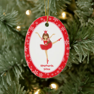 Red Ballerina Girl Keramik Ornament