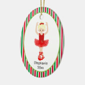 Red Ballerina Stripes Personalisiert Keramik Ornament (Links)