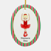Red Ballerina Stripes Personalisiert Keramik Ornament (Vorne)