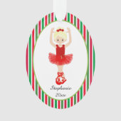 Red Ballerina Stripes Personalisiert Ornament (Vorderseite)