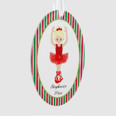 Red Ballerina Stripes Personalisiert Ornament (Vorderseite)