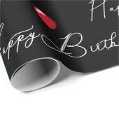 Red Balloon auf Happy Birthday Geschenkpapier (Rolleneckpunkt)