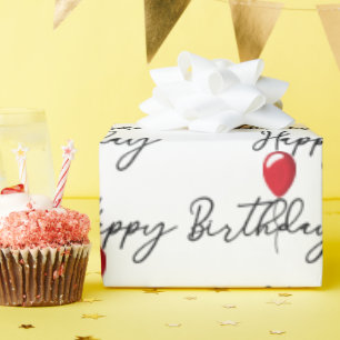 Red Balloon auf Happy Birthday Geschenkpapier