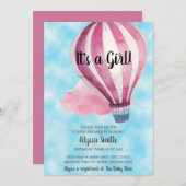 Red Balloon Blue Sky Baby Girl Baby Dusche Einladung (Vorne/Hinten)