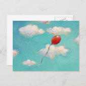 Red Balloon - Blue sky beautiful day art Postkarte (Vorne/Hinten)
