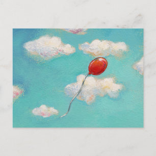 Red Balloon - Blue sky beautiful day art Postkarte