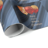 Red Balloon Gold & Glitzer - Happy 40. Geburtstag Geschenkpapier (Rolleneckpunkt)