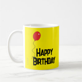 Red Balloon Happy Birthday Yellow Mug Zweifarbige Tasse