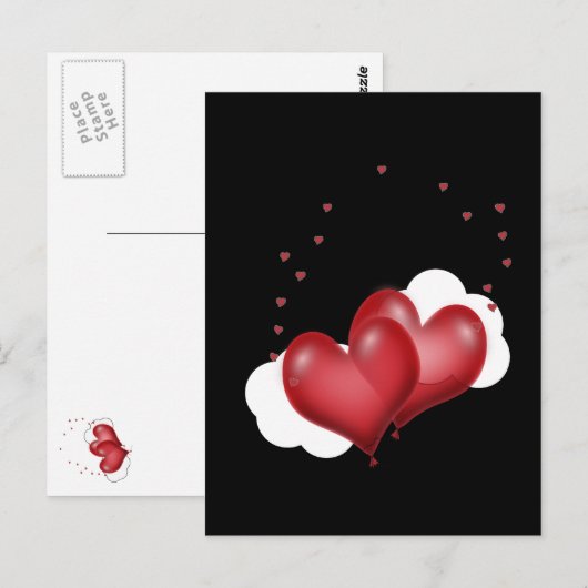Red Balloon Hearts Postkarte (Vorne/Hinten)