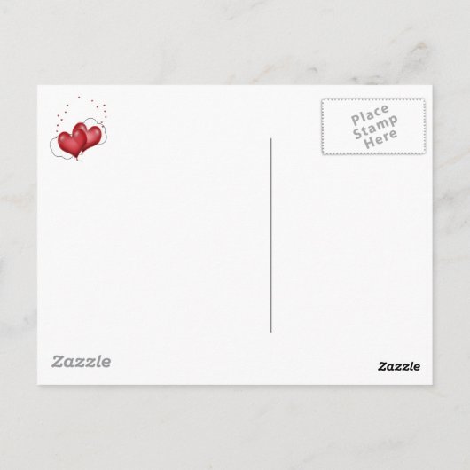 Red Balloon Hearts Postkarte (Rückseite)
