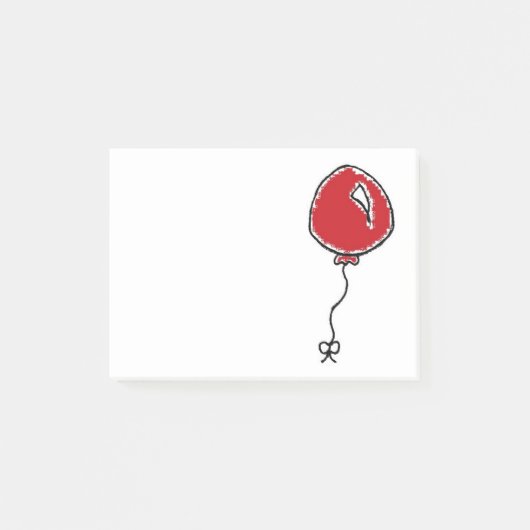 Red Balloon Party Decoration Cartoon Post-it Klebezettel (Vorderseite)