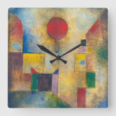 Red Balloon | Paul Klee | Quadratische Wanduhr (Vorderseite)