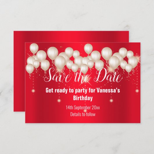 RED BALLOON SAVE THE DATE ANKÜNDIGUNG (Vorne/Hinten)