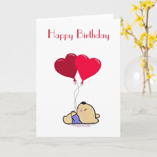 Red Balloons Birthday Karte (Gelbe Blume)