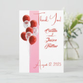 Red Balloons. Elegant Danke Karte (Stehend Vorderseite)