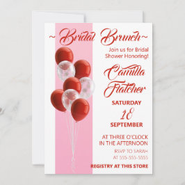 Red Balloons. Elegante Bridal Brunch-Karte Einladung