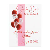 Red Balloons. Elegante Save the Date Karte