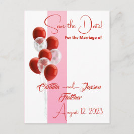 Red Balloons. Elegante Save the Date Karte