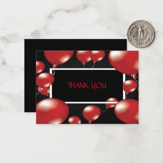 Red Balloons Vielen Dank Karten (Vorderseite/Rückseite Beispiel)