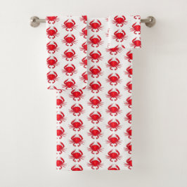 Red Baltimore Maryland Crab Beach Meeresfrüchte Badhandtuch Set