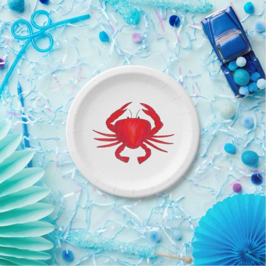Red Baltimore MD Maryland Crab Beach Meeresfrüchte Pappteller (Party)