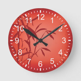 Red bamboo grunge Round (Medium) Wall Clock Runde Wanduhr