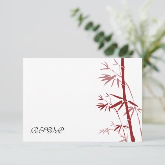 Red Bamboo RSVP Cards (Stehend Vorderseite)