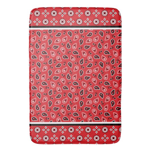 Red Bandana Boho Prints Badematte (Vorderseite Vertikal)