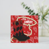 Red Bandana Cowboy Baby Showboy Einladung (Stehend Vorderseite)