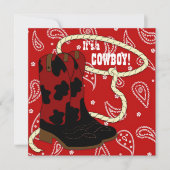 Red Bandana Cowboy Baby Showboy Einladung (Vorderseite)