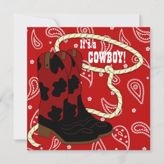 Red Bandana Cowboy Baby Showboy Einladung (Vorderseite)