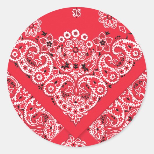 Red Bandana Design Classic Round Sticker (Vorderseite)