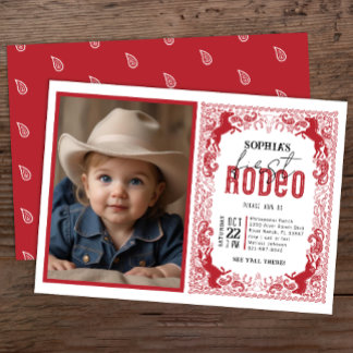Red Bandana First Rodeo Foto Einladung - Cowboy