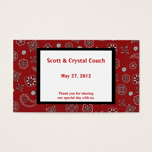 Red Bandana Gastgeschenk Hochzeit Card (Vorderseite)