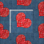 Red Bandana Heart Denim Combo Stoff (Kachel)