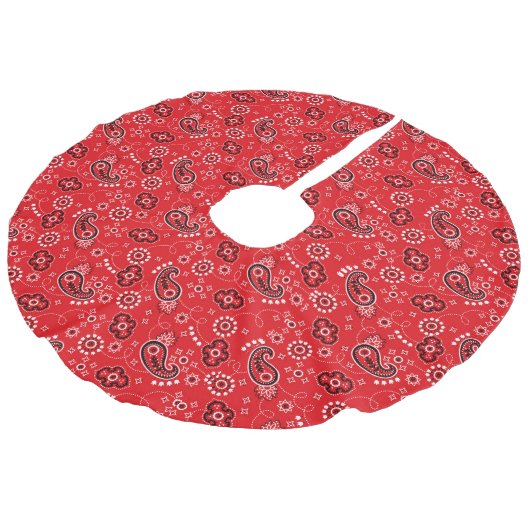 Red Bandana Heart Modern Cowboy Love Fun Leinenimitat Weihnachtsbaumdecke (Schrägansicht)