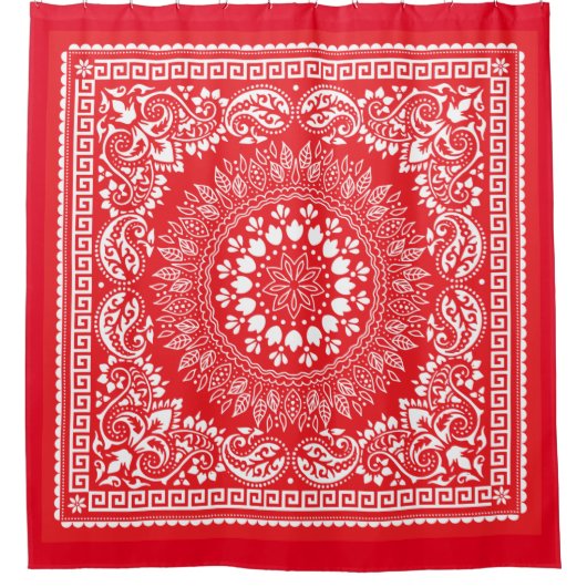 Red Bandana Muster-4 Duschvorhang (Vorderseite)