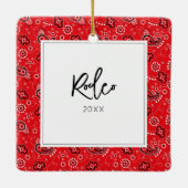 Red Bandana Pferd Foto Name Jahr Jährlicher Urlaub Keramikornament (Rückseite)