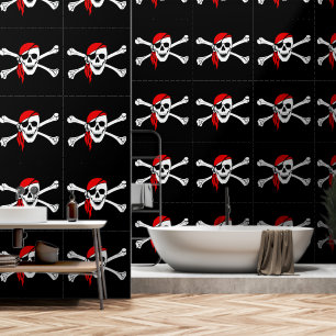 Red Bandana Pirate Flag Black Tapete