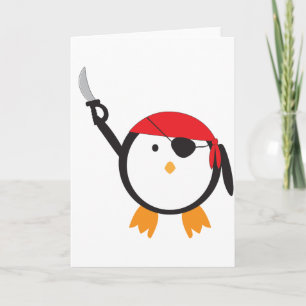 Red Bandana Pirate Penguin Feiertagskarte